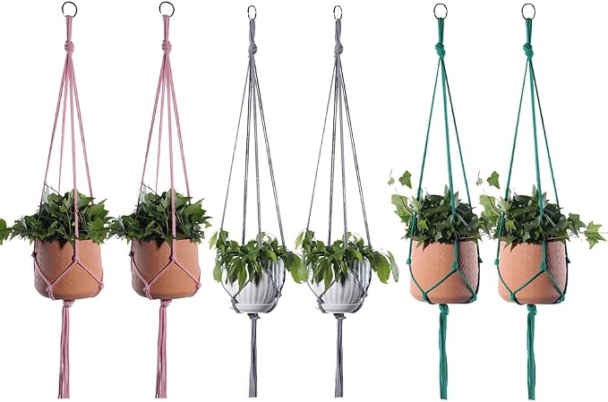 ELANE 6PCS Macrame Plant Hanger Indoor Hanging Planter Basket Decorative by ELANE
