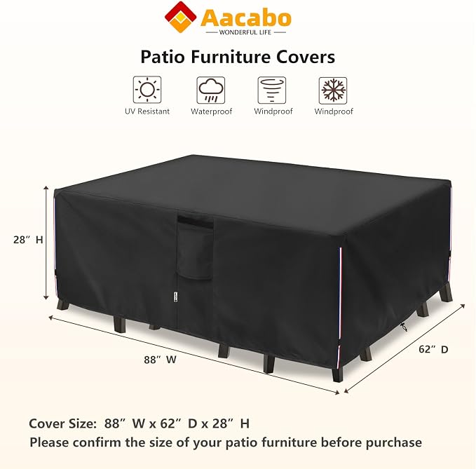 Patio Furniture Cover for 5 Pieces Set-Waterproof 600D Oxford Fabric Cover for - Image 2