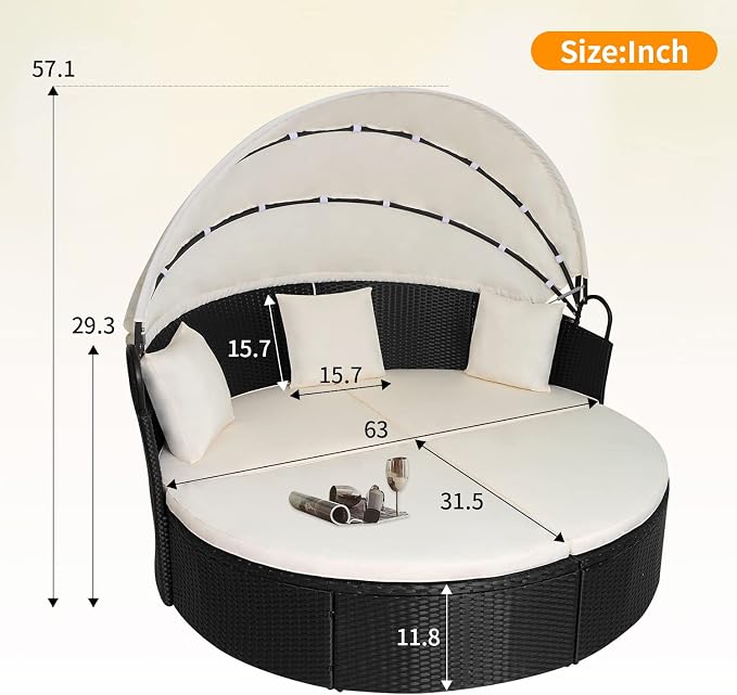Outdoor Round Daybed Wicker Patio Furniture Outdoor Furniture - Image 7