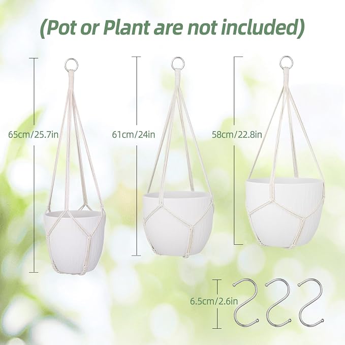 garini 3 Pack Different Size Macrame Plant Hanger, Hanging Plants Holder - Image 3
