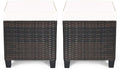 LDAILY Moccha 2 Pieces Patio Outdoor Ottoman, All Weather Rattan Patio Ottoman by LDAILY