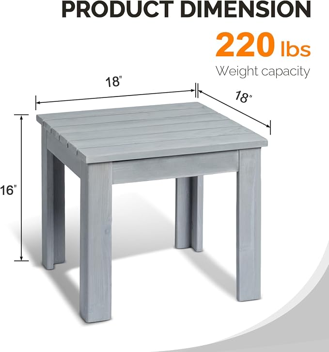 VINGLI Outdoor Wooden Side Table, Square Patio Side Table, Small Outdoor Table - Image 3