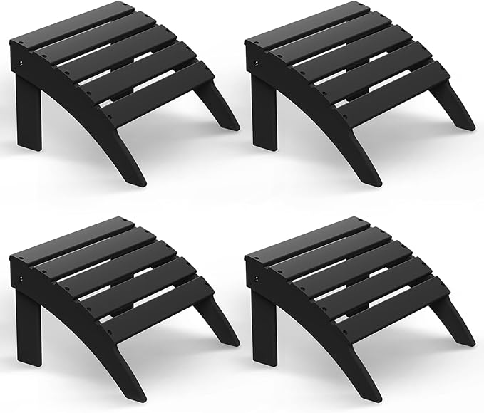 BRIOPAWS Adirondack Ottomans | Folding | Set of 4 | HDPE Plastic | Black by BRIOPAWS