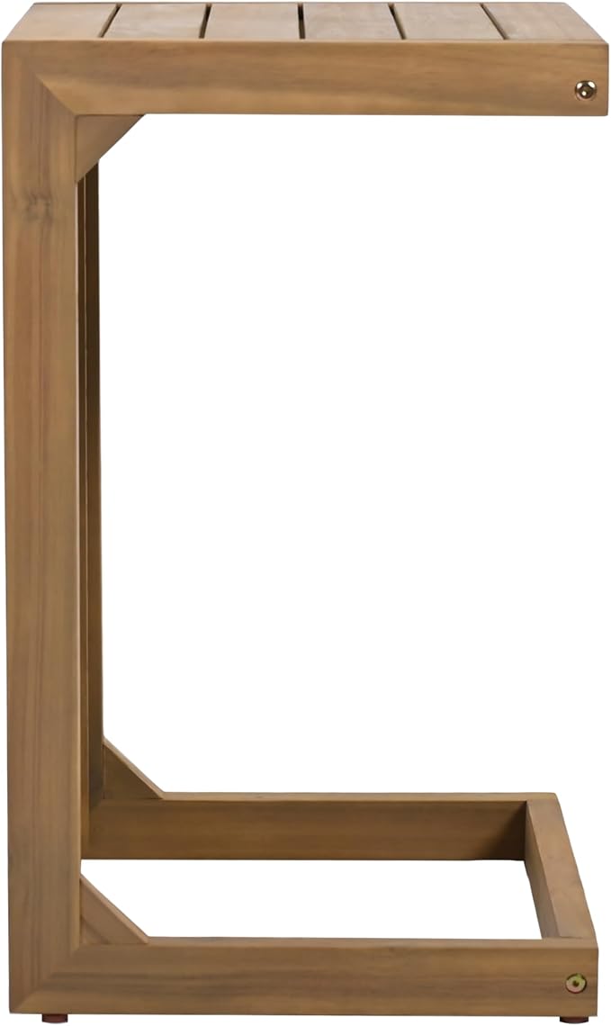 Christopher Knight Home C-Shaped End Table, Acacia Wood Patio Side Table - Image 9