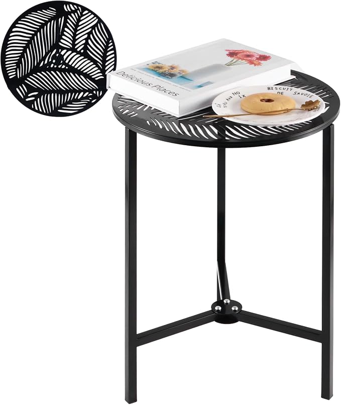 Party Zealot 1-Pack Small Round Metal Side Tables, 13-Inch Black Outdoor End - Image 9