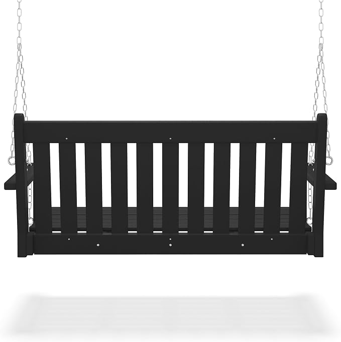 COSTAELM Paradise Outdoor Patio HDPE Hanging Front Porch Swing Bench - Image 5