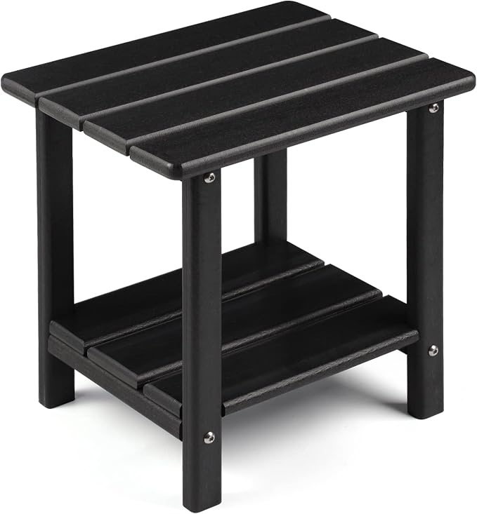 Adirondack Outdoor Side Table, 2-Tier Sturdy Patio End Table Weather Resistant by Apolimi