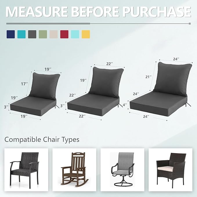19x19 Inch Patio Chair Cushion - Image 7