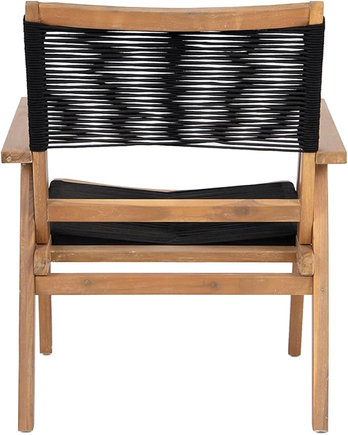 Outdoor Patio Chairs Set of 2 Black Rope Furniture Chairs 2-Person Outdoor - Image 8