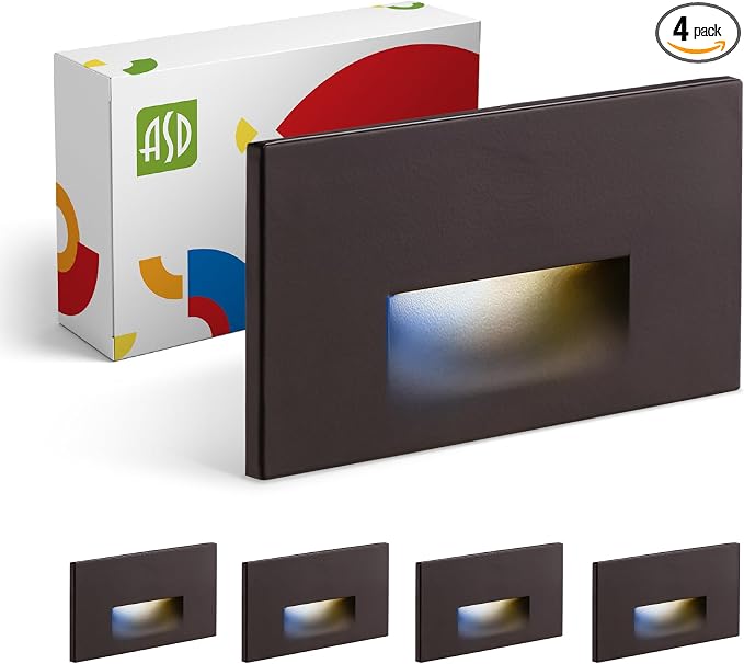 ASD LED Recessed Step Light Fixture, Outdoor & Indoor Stair Tread Lighting | by ASDLightingCorporation