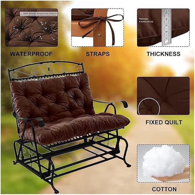 Swing Cushion Replacement Outdoor Porch Waterproof Bench Cushion 2-3 Seater - Image 3
