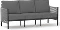 Aluminum Outdoor Patio Couch, 3 Seats HDPE Rope Patio Sofa by Oasbira