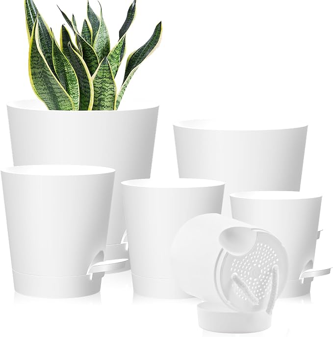 Self Watering Pots, 7/6.5/6/5.5/5/4 inch Flower Pots by Unknown