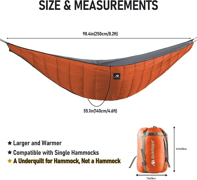AYAMAYA Single & Double Hammock Underquilt Full Length Big Size Under Quilts - Image 4