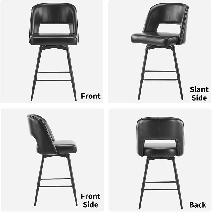 VINGLI Bar Stools Set of 2, Upholstered Barstools - Image 3