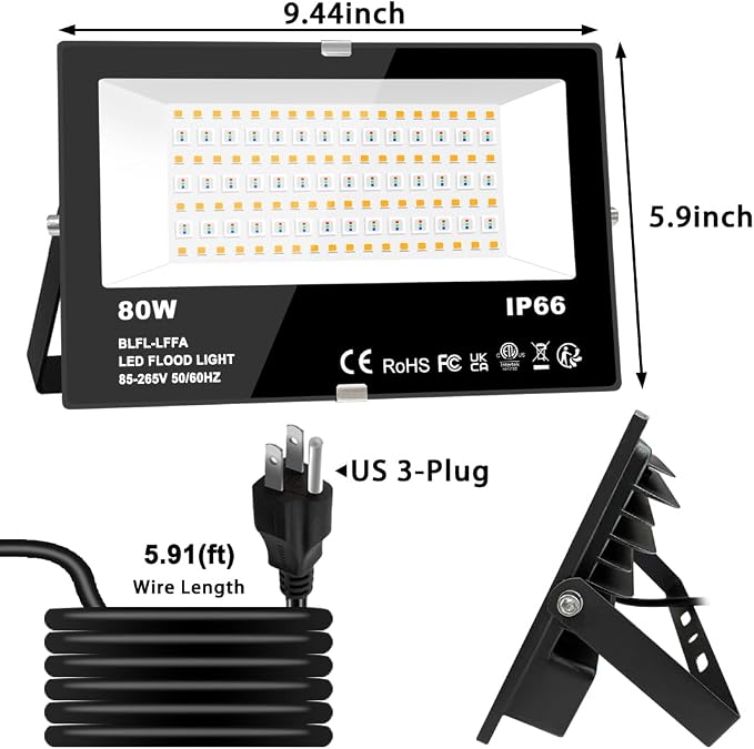 MELPO LED Flood Light Outdoor 800W Equivalent 8000LM Smart RGB Landscape - Image 8