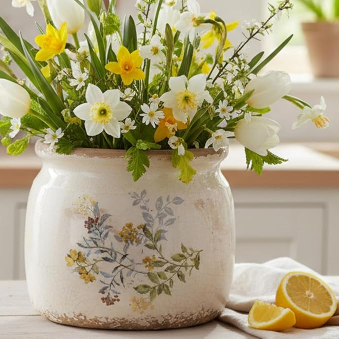 Pots for Plant, Cottage Rustic Clay Ceramic Tabletop Flower Pots, 6.29'' Plant - Image 4