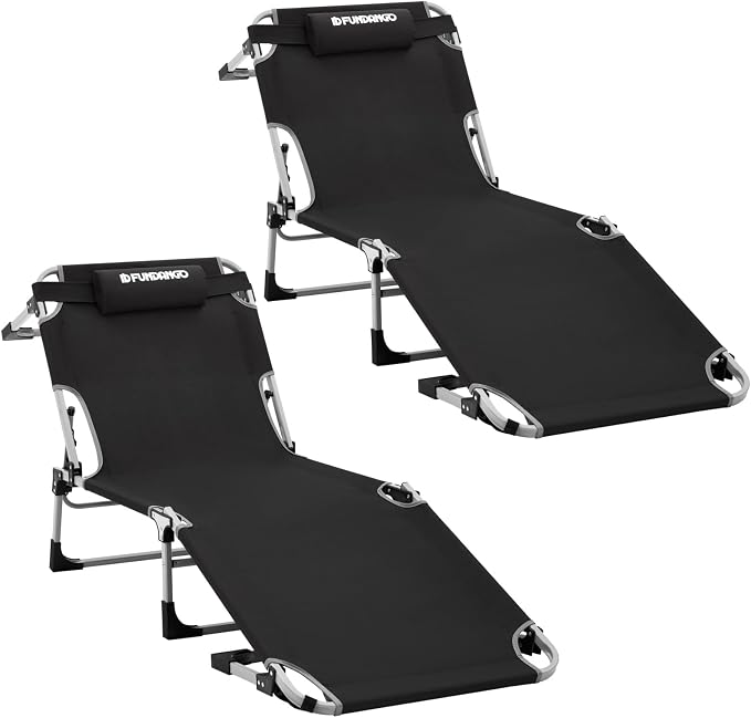 FUNDANGO 2 Pack Extra Wide Folding Lounge Chairs by FUNDANGO