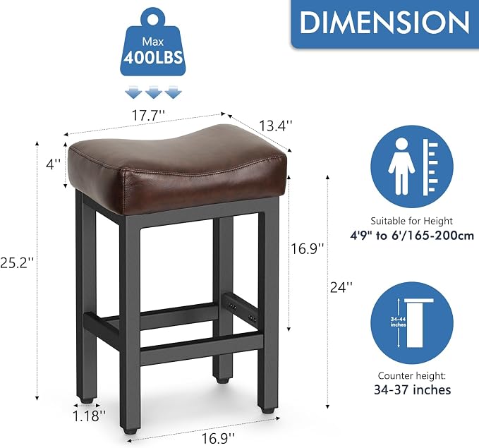 Counter Height Bar Stools Set of 3, 24 Inch Barstools - Image 2