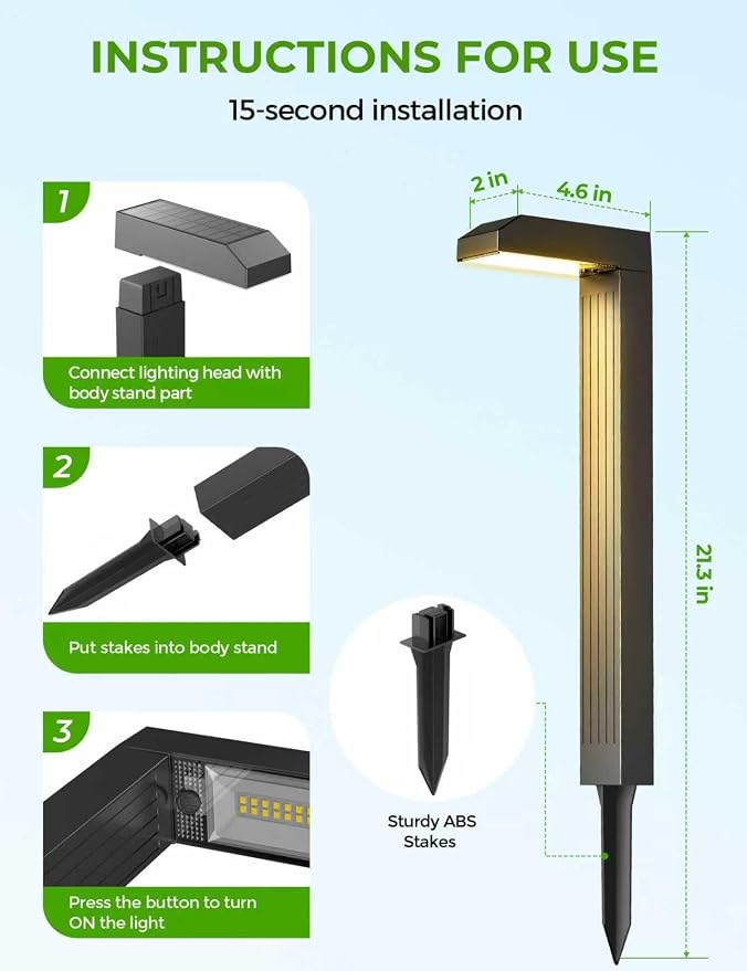 Solar Pathway Lights Outdoor 4 Pack, 3 Color in 1 Bright Landscape Lighting - Image 7