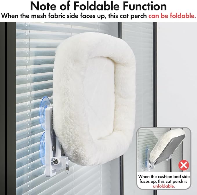 AMOSIJOY Cordless Cat Window Perch, Window Hammock - Image 7