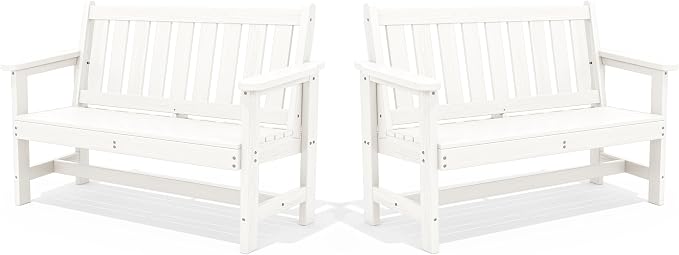 SERWALL Outdoor Bench, HDPE Outdoor Benches Weatherproof, 2-Person Garden Bench by SERWALL