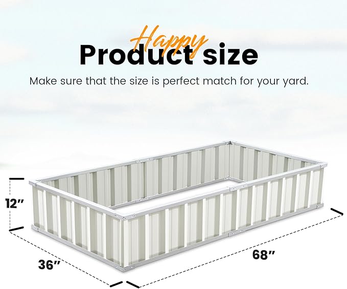 KING BIRD Raised Garden Bed 68"x 36"x 12" Galvanized Steel Metal Outdoor Garden - Image 7