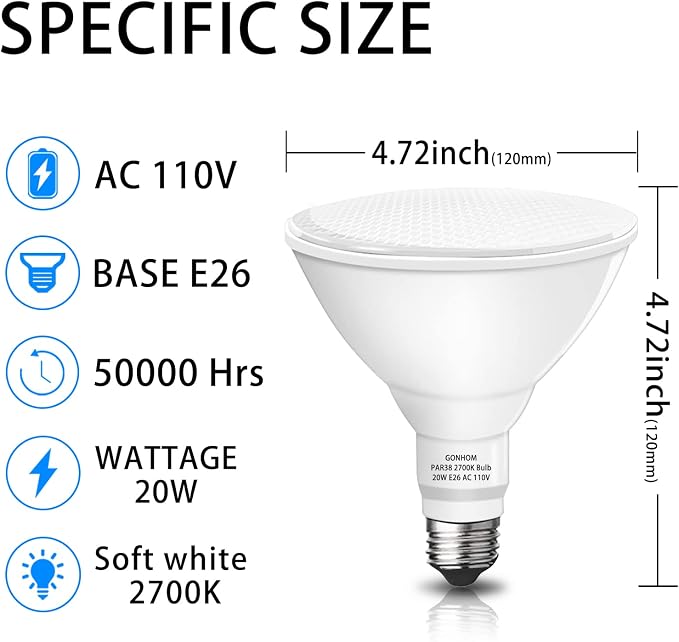 Par38 led Flood Lights Outdoor Light Bulb, Dimmable 1800LM, 20W Replace up to - Image 4