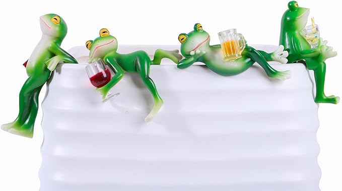 4 PCS Tipsy Frog Statues Pot Hugger Decorations - Image 6