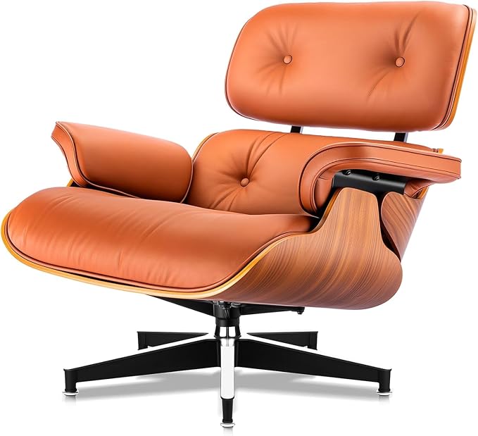 Top Grain Leather, Mid Century Chaise Lounge Chair and Ottoman, Modern Chair - Image 9