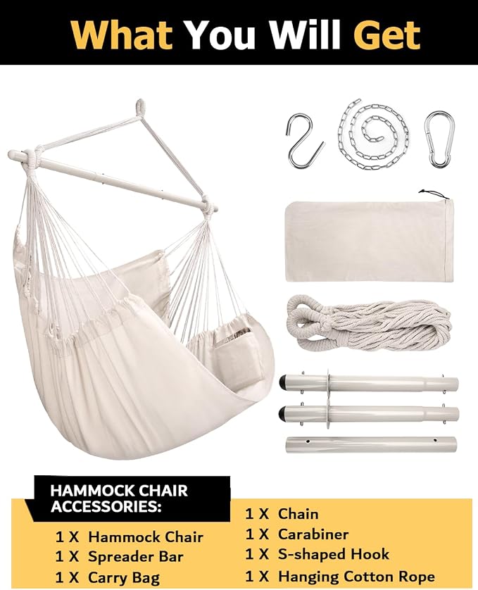 ADVOKAIR Hammock Chair Large 70.9"x47.2", 32% Bigger XXL Hanging Swing Chair - Image 6