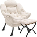 Lazy Chair with Folding Ottoman, Leisure Sofa Chair, Soft Fabric Armchair with by Congermom