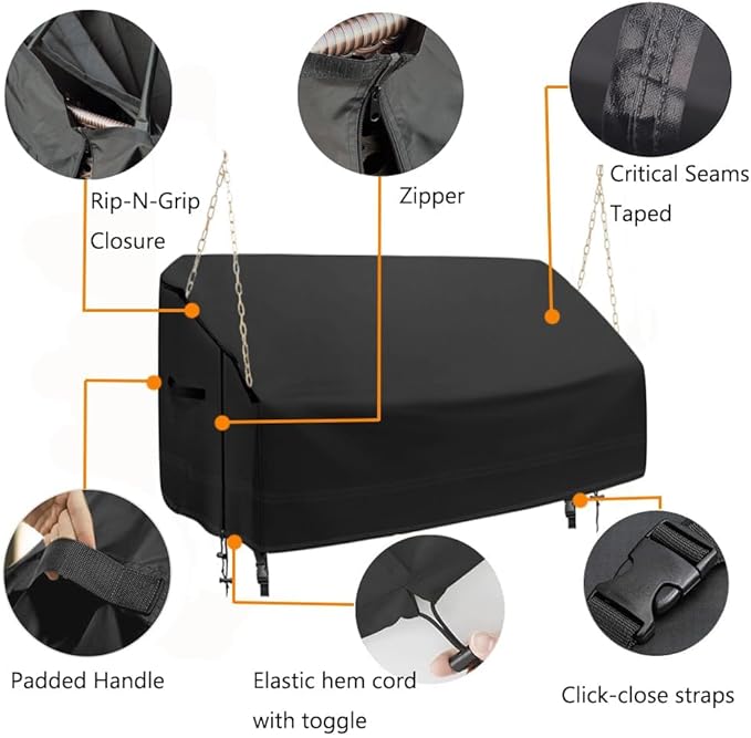 Porch Swing Cover 73 Inch Water-Resistant 600D Oxford Hanging Outdoor Swing - Image 6