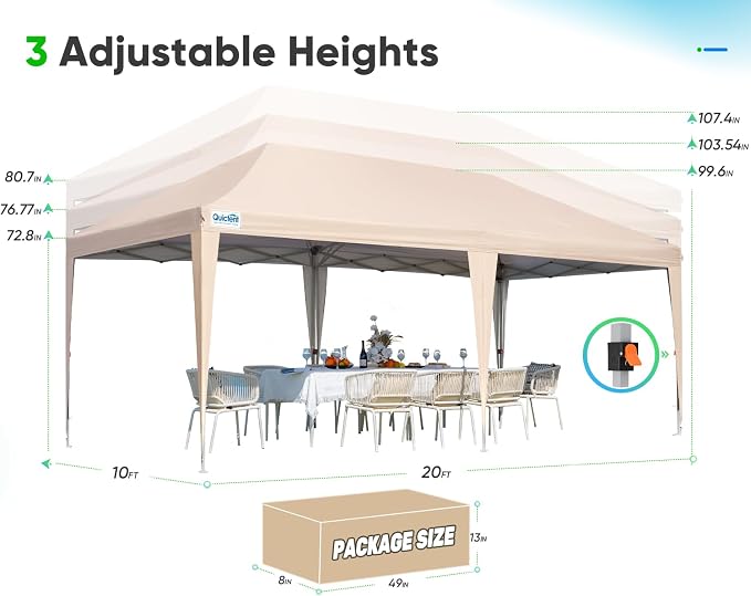 Quictent 10x20 Pop up Canopy Without Sidewalls Easy up Canopy Tent Instant - Image 5