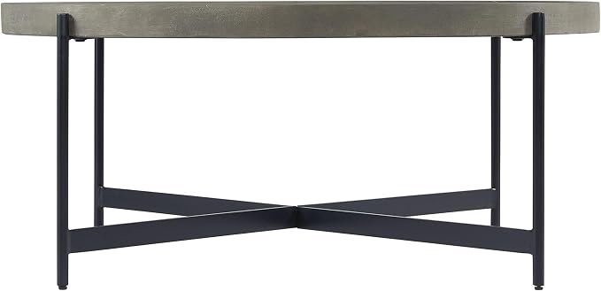 Alaterre Furniture Brookline 42-Inch Round Concrete-Coated Wood Coffee Table - Image 7