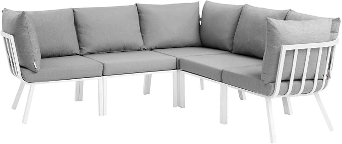 Modway Riverside Outdoor Patio Aluminum Sectional Set, 85. 5" L x 85. 5" W x - Image 3