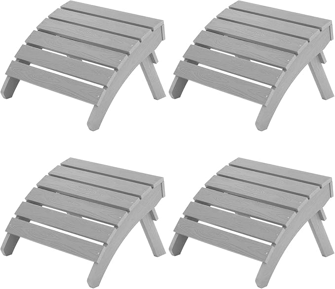 MXIMU Folding Adirondack Ottoman Set of 4: HIPS Plastic Outdoor Footrest Easy by MXIMU