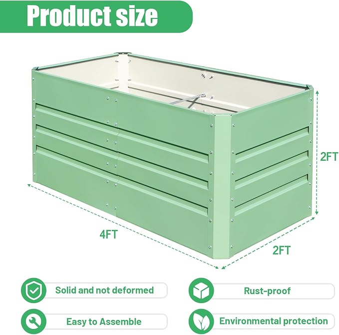 SnugNiture 2 Pcs 4x2x2FT Raised Garden Bed Galvanized Planter Garden Boxes - Image 6