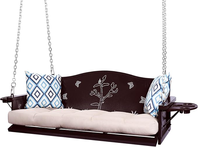 3-Seat Metal Porch Swing 900 LBS Heavy Duty Hanging Bench by zzw