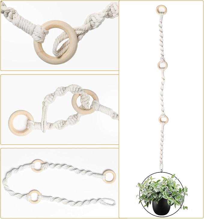 3 Pack Adjustable Macrame Plant Hanger Extenders Connectable Rope Hanging Plant - Image 3