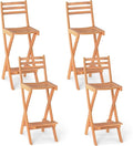 Tangkula Patio Folding Barstool Set of 4, Outdoor Portable High Top Acacia Wood by TANGKULA