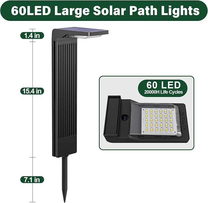 Solar Pathway Lights Outdoor 4Pack, Bright 60LED Solar Path Lights Outside - Image 6