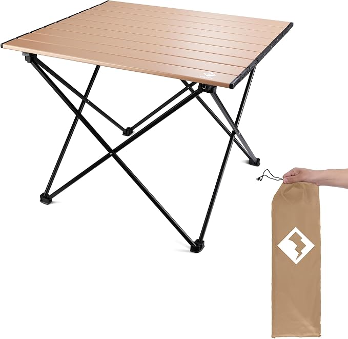 VILLEY Portable Camping Side Table, Ultralight Aluminum Folding Beach Table by VILLEY