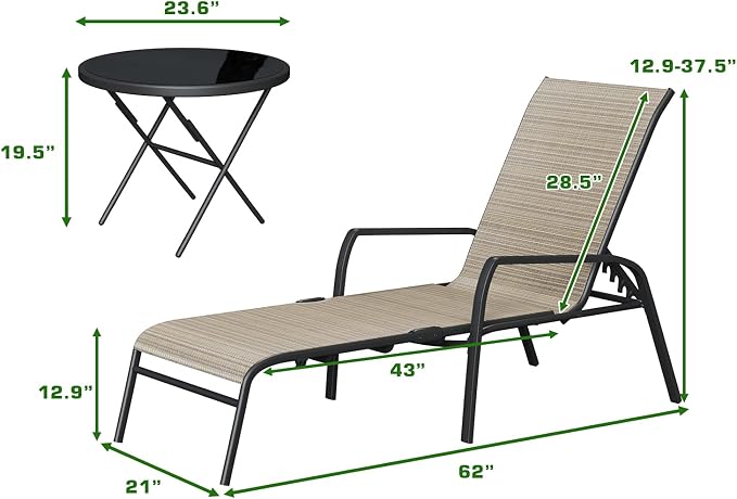 Devoko Patio Chaise Lounges Sets Outdoor Lounge Chairs - Image 7