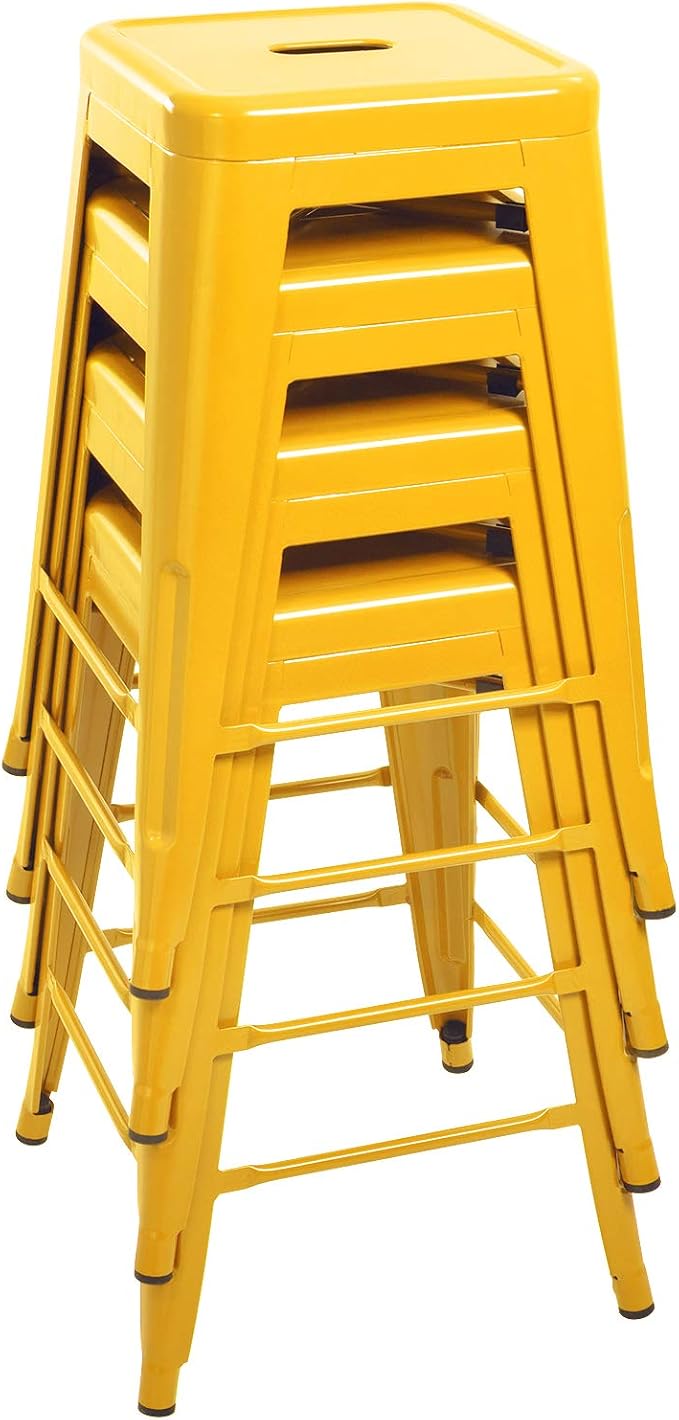Devoko Metal Bar Stools 24" Indoor Outdoor Stackable Barstools Modern Style - Image 7