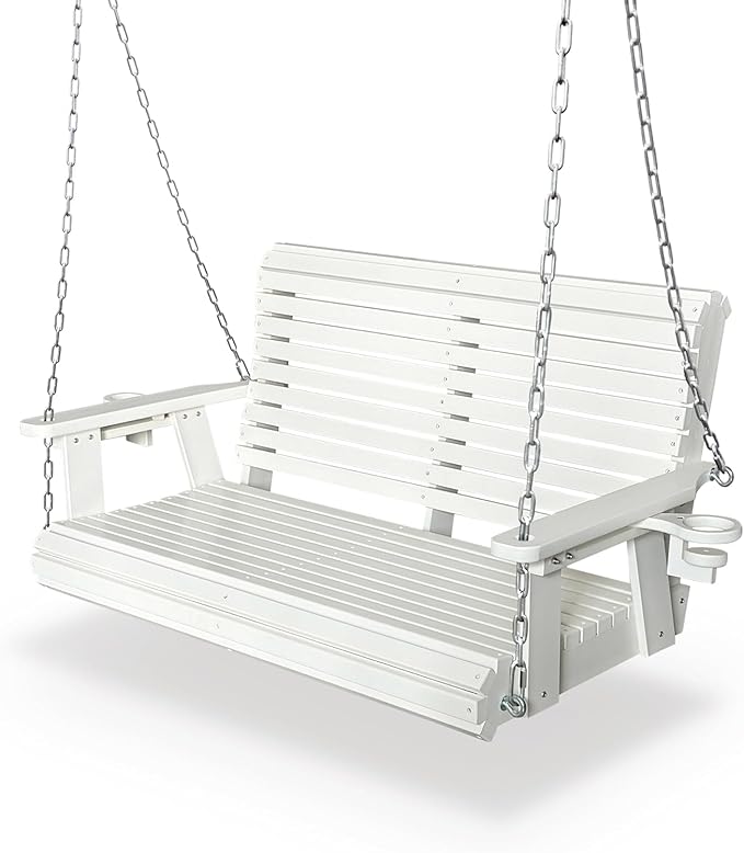 HDPE Porch Swing with 18/8 Stainless Steel Bolts, Ergonomic Design, Ultra by FortuneCandy