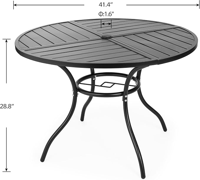 Sour Citrus Round Outdoor Metal Patio Dining Table - Image 3