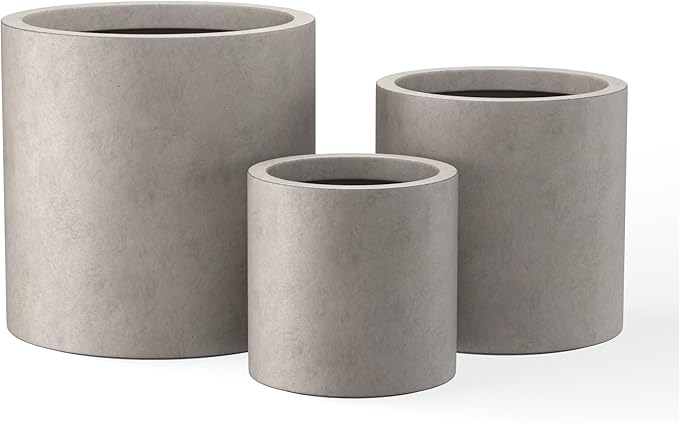 Kante 9.8", 15.7" Dia Round Concrete Planter Set of 3, Modern Style Large by Kante