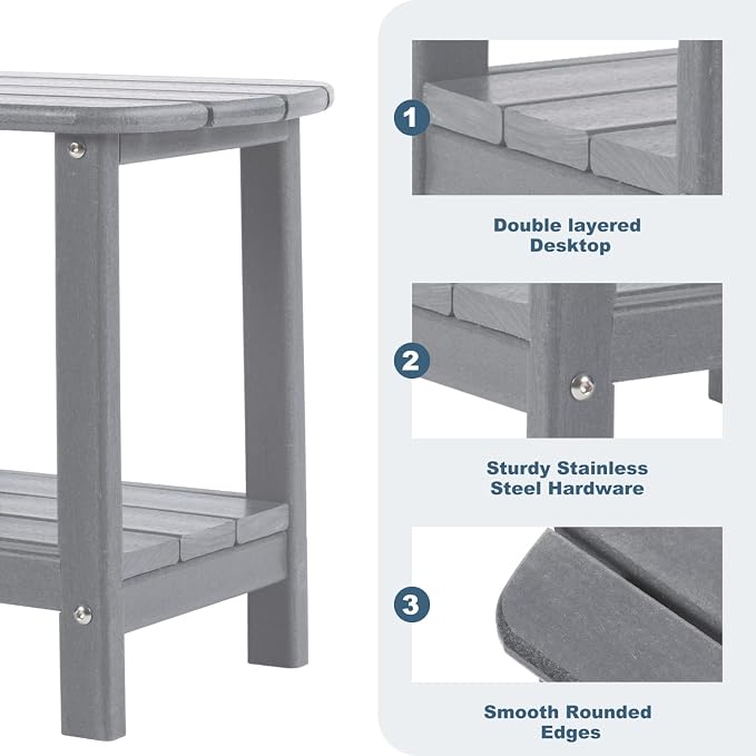 Adirondack Outdoor Side Table, 16.5” HDPE Small Patio Table - Image 5