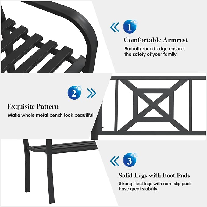 On Shine Patio Garden Bench, Outdoor Park Bench - Image 5